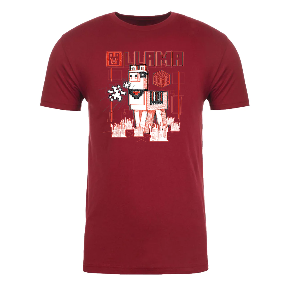 Minecraft Acid Sketch Llama Adult Short Sleeve T-Shirt - Image 3